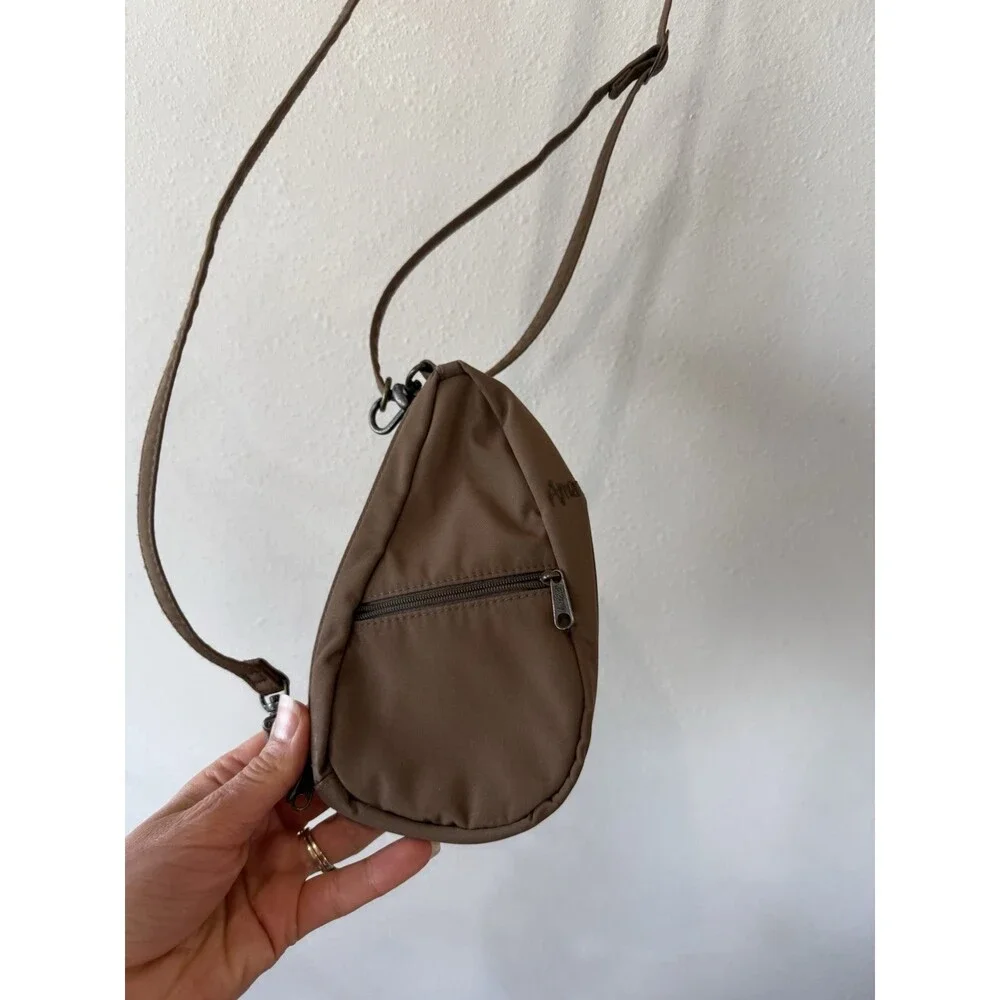 AmeriBag Everyday Sling Purse Healthy Back Bag Brown Travel Tiny Nylon